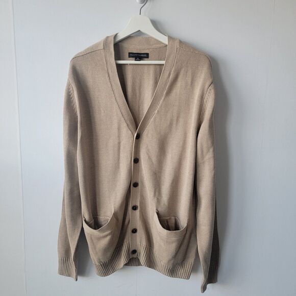 Tricots st Raphael mens v-neck Cardigan size XL long sleeve Beige - Picture 1 of 8